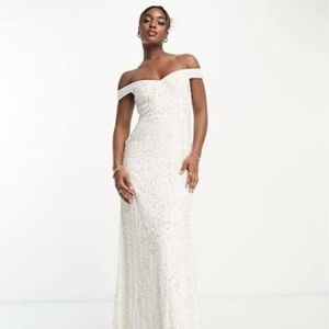 ASOS Chic Strapless sequin White Gown